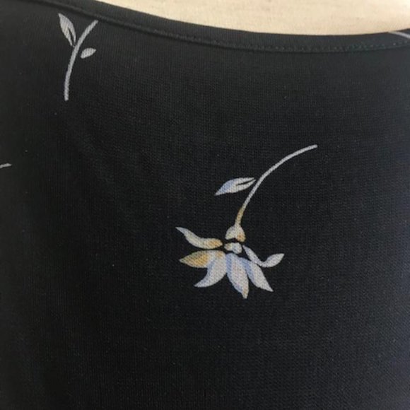 EUC Black with Floral Print Slip Midi Dress Size 6 - Picture 9 of 10